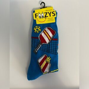 FOOZYs Blue Pickleball Crew Socks with Paddle Design